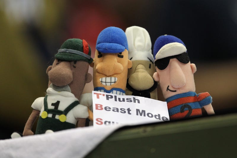 A detail of stuffed animals of the Brewers' sausages is seen as the Milwaukee Brewers play against the St. Louis Cardinals during Game Six of the National League Championship Series at Miller Park on October 16, 2011 in Milwaukee, Wisconsin.