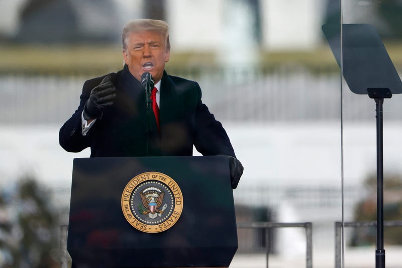 President Donald Trump speaks at the "Stop The Steal" Rally on January 06, 2021 in Washington, DC. Trump supporters gathered in the nation's capital today to protest the ratification of President-elect Joe Biden's Electoral College victory over President Trump in the 2020 election