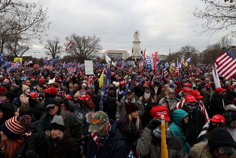 Protesters gather outside the U.S. Capitol Building on January 06, 2021 in Washington, DC. .