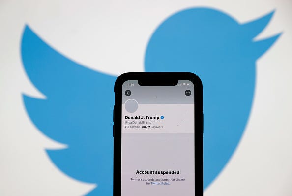 Donald Trump's suspended Twitter account.