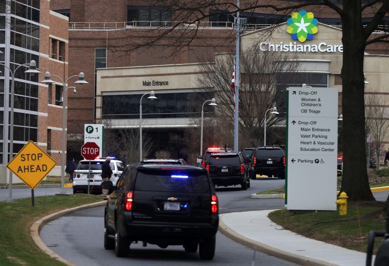 The motorcade of President-elect Joe Biden arrives at ChristianaCare Christiana Hospital where he received his second dose of the Pfizer/BioNTech COVID-19 vaccination on January 11, 2021 in Newark, Delaware. Biden received the second dose of the coronavirus vaccine three weeks after his first dose, received a few days before Christmas.