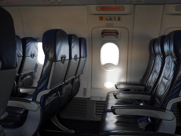 Emergency exit row on airplane