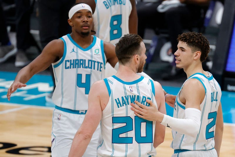 Devonte' Graham, Gordon Hayward and LaMelo Ball