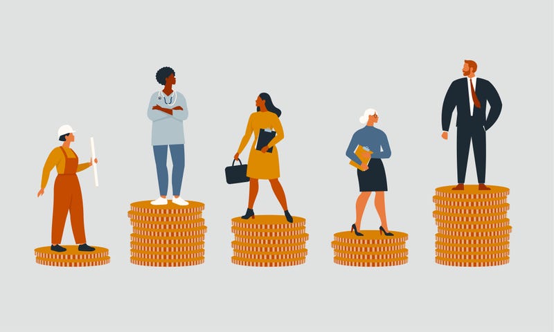 Concept of people with different income.  