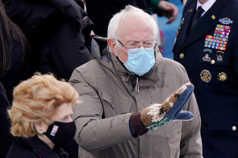 Sen. Bernie Sanders (I-VT) arrives at the inauguration of U.S. President-elect Joe Biden on the West Front of the U.S. Capitol on January 20, 2021 in Washington, DC. During today's inauguration ceremony Joe Biden becomes the 46th president of the United States. 