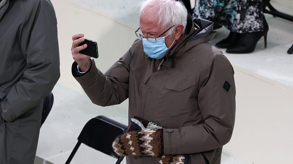 PHOTOS: Bernie Sanders' 'cozy' Inauguration Day outfit draws opinions and eyeballs