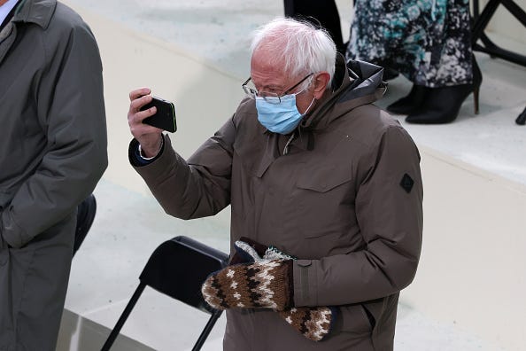 Bernie Sanders cozy election day look draws eyeballs