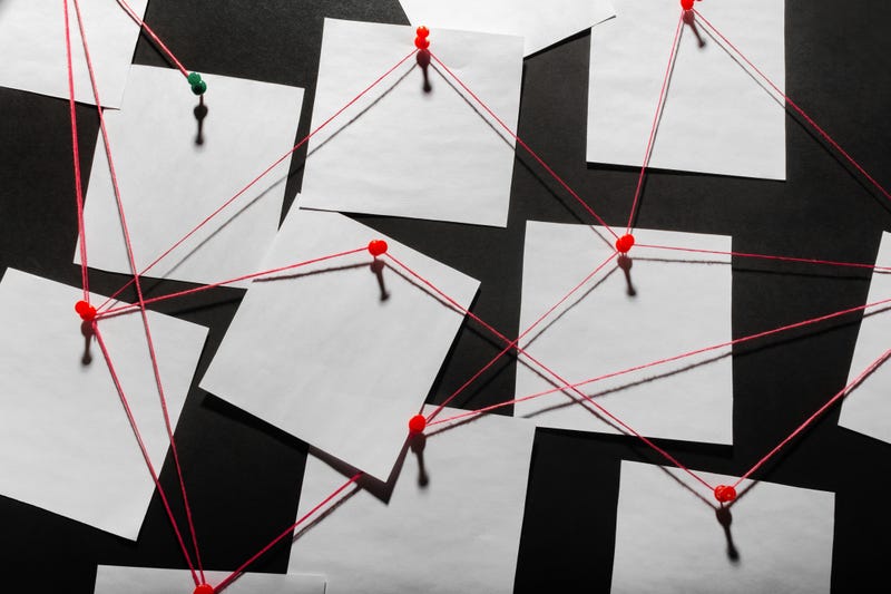 Detective board with connecting information.