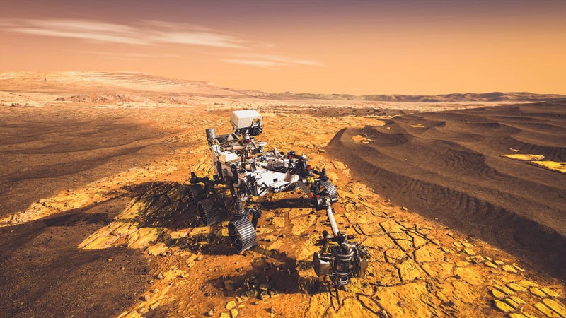 Unmanned rover vehicle on Mars