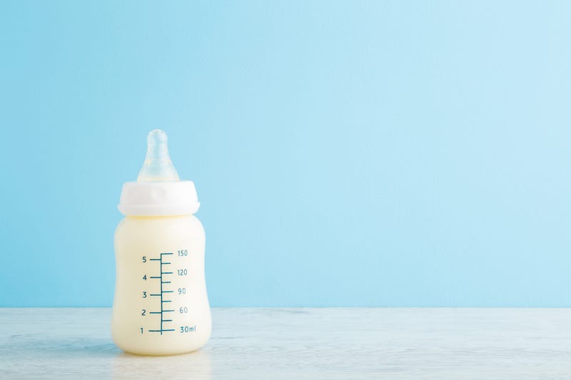 Bottle of a milk for a baby made from formula. 