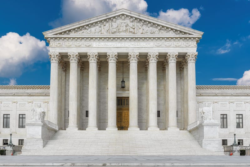 The front of the United States Supreme Court Building in Washington DC