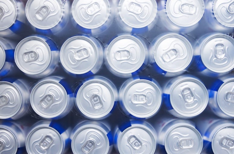 Plastic packaging of aluminum beer cans