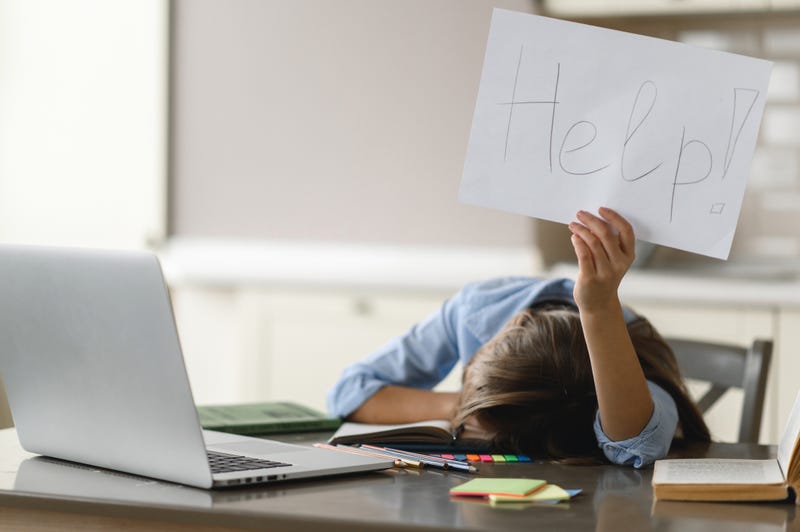 Tired teacher stock photo. 
