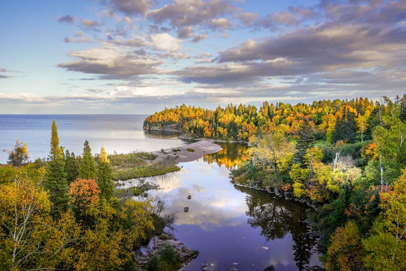 Yes, it's quite a sight but you won't be the only one looking at it if you're heading to see those Autumn colors on the Baptism River where it meets Lake Superior at Tettegouche State Park, Minnesota.