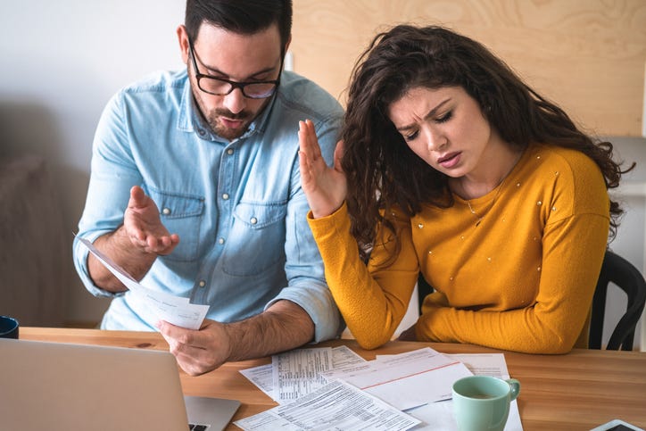 Couple arguing over money