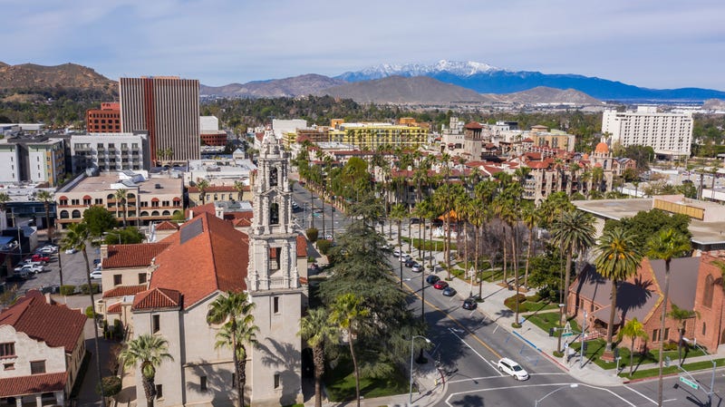 aerial view of riverside