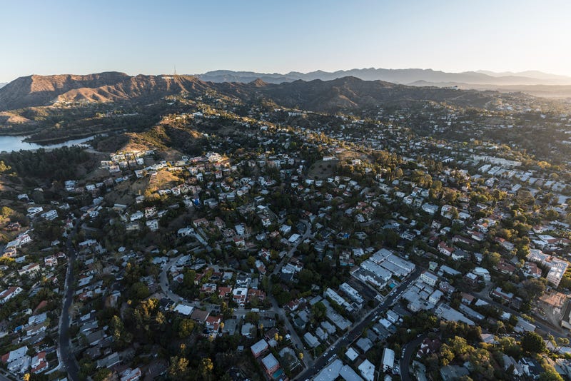 aerial view of hollywood hills