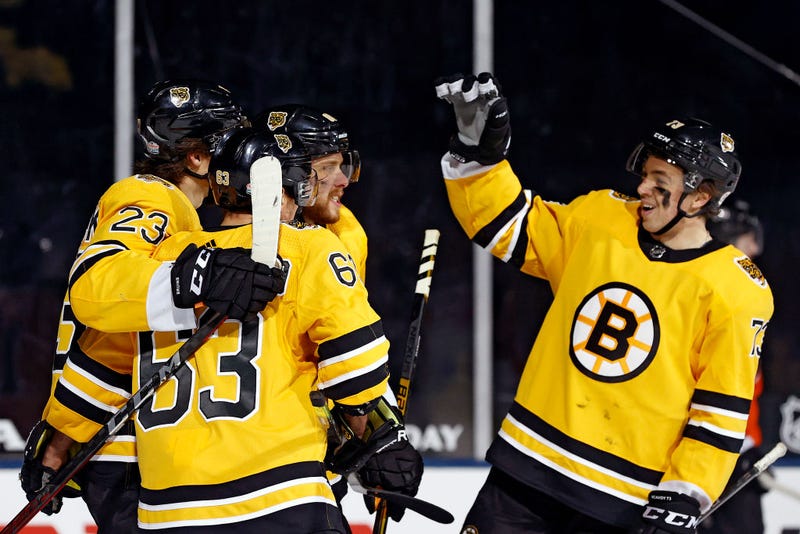 The Bruins celebrate a goal