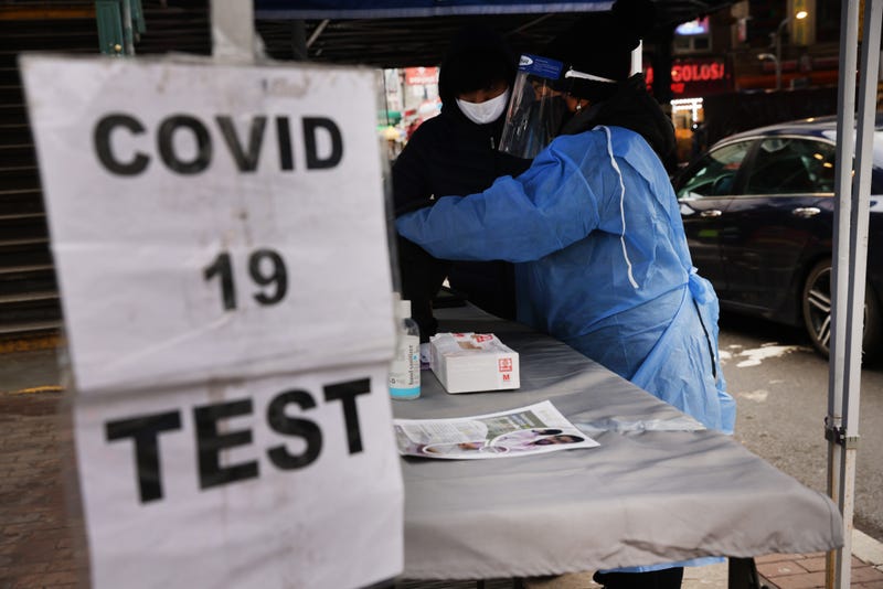 File photo: A pop-up Covid-19 testing site is shown in a neighborhood among those that have seen some of the highest number of city deaths on February 23, 2021 in the Queens borough of New York City