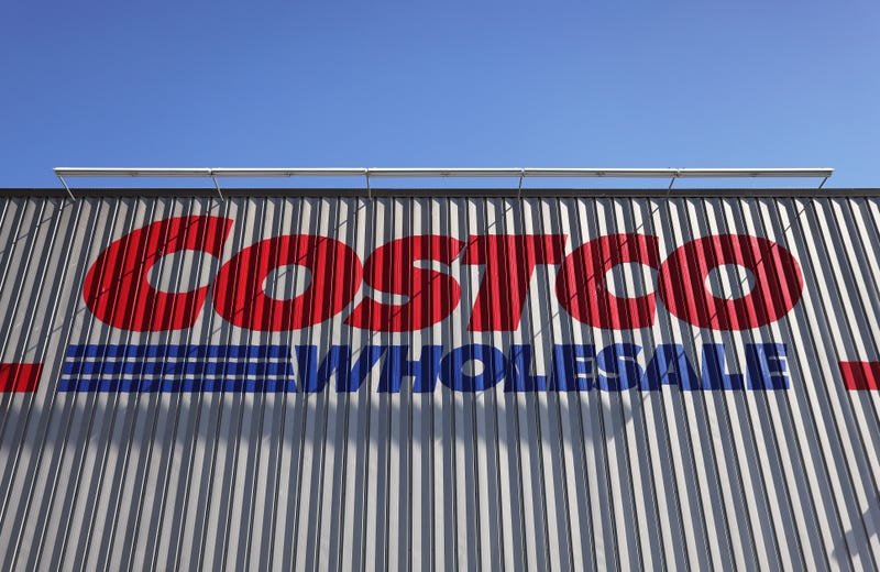 The Costco logo is displayed at a Costco store on February 25, 2021 in Inglewood, California.