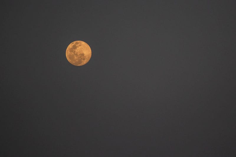 A "Snow Moon" during the Makha Bucha (Māgha Pūjā) Day ceremony on February 26, 2021 in Bangkok, Thailand. Makha Bucha Day is one of the holiest days in Buddhism and is celebrated on the full moon of the third lunar month. The holiday commemorates the day when 1,250 monks gathered to be ordained by Buddha.