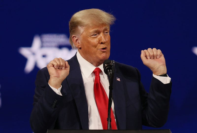 Former U.S. President Donald Trump addresses the Conservative Political Action Conference (CPAC) held in the Hyatt Regency on February 28, 2021 in Orlando, Florida. (Photo by Joe Raedle/Getty Images)