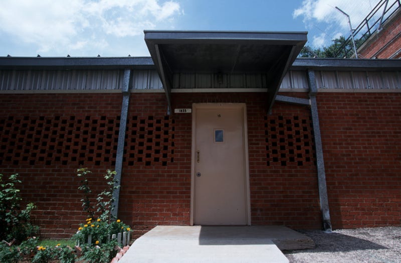 The front door to the Texas death chamber in Huntsville, TX, June 23, 2000.