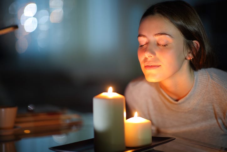 Smelling a candle