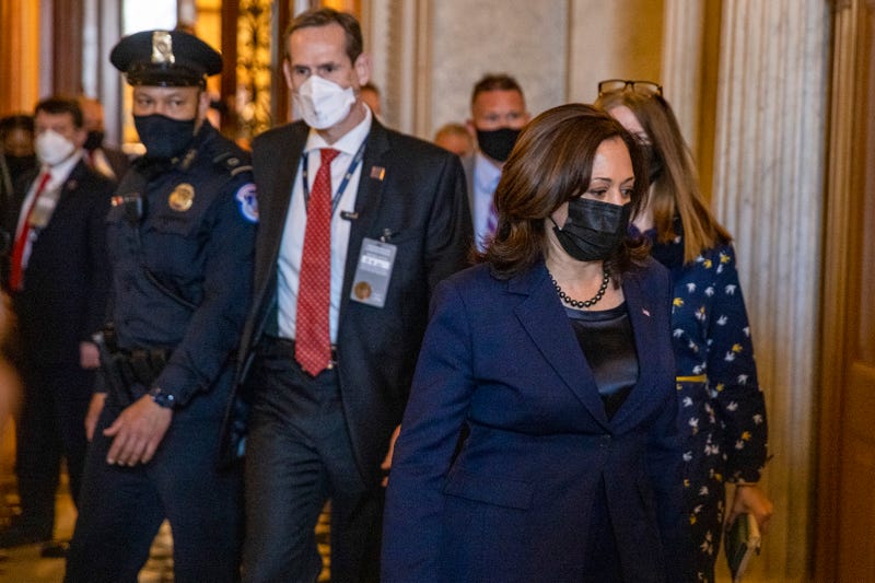 Vice President Kamala Harris leaves the U.S. Capitol after casting a vote on senate floor on March 04, 2021 in Washington, D.C.