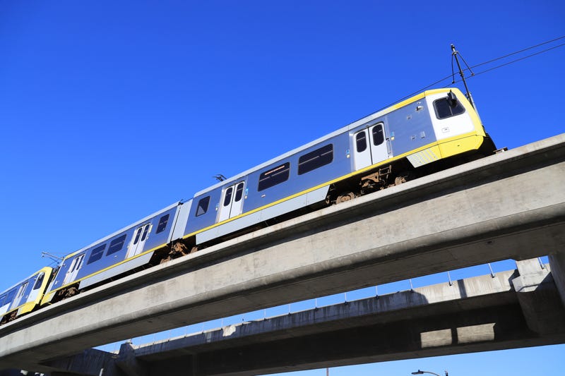 metro train on elevated tracks