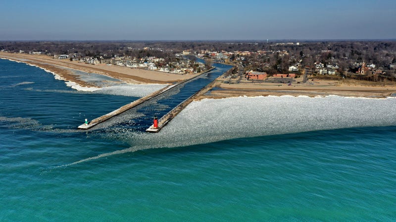 Stock image of ice near Lake Michigan shoreline