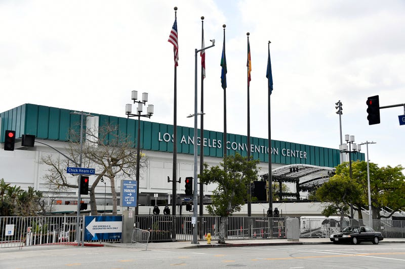 General views outside of the Los Angeles Convention Center during the 63rd Annual GRAMMY Awards on March 14, 2021 in Los Angeles, California.