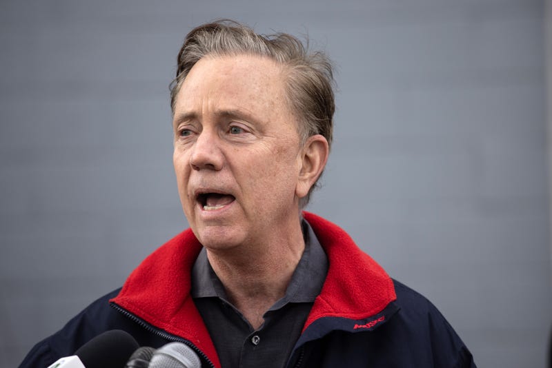 CT Governor Ned Lamont (D-CT) speaks at a Covid-19 community vaccination clinic on March 14, 2021 in Stamford, Connecticut.
