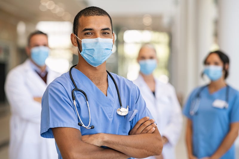 Medical staff wearing masks
