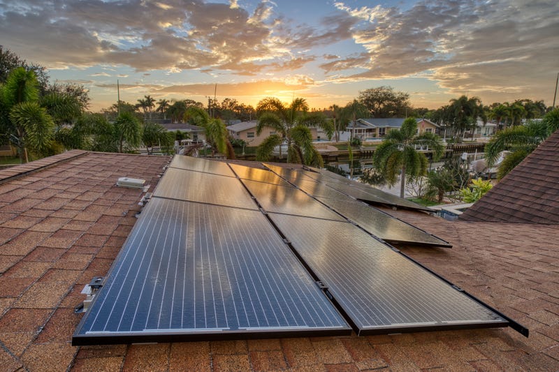 Solar panels on a residential home. 