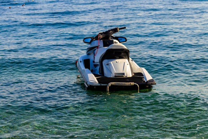 Empty jet ski in the water. 