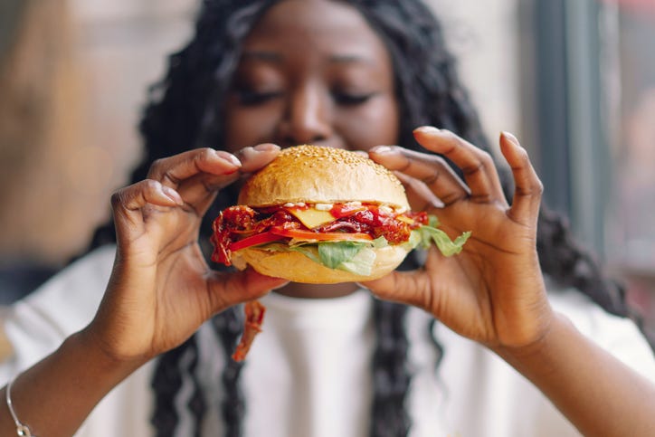 eating a burger
