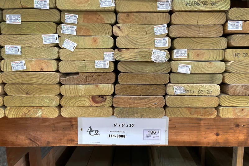 Stacks of lumber are offered for sale at a home center on April 05, 2021 in Chicago, Illinois.