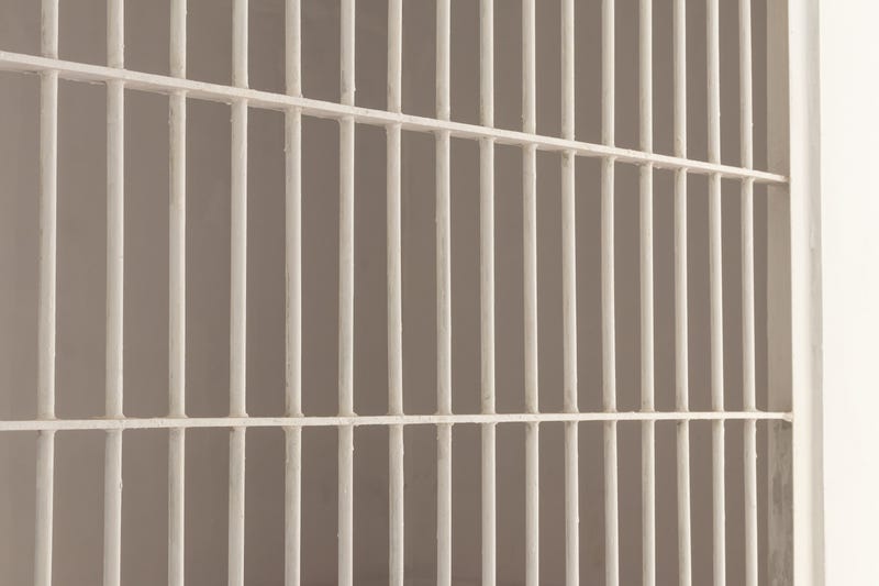 White steel bars inside a jail cell