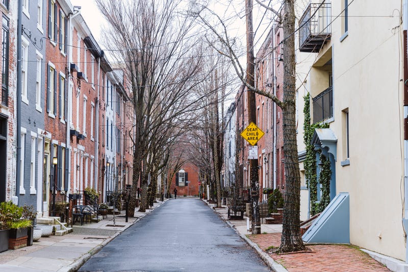 A street of apartments in Center City.