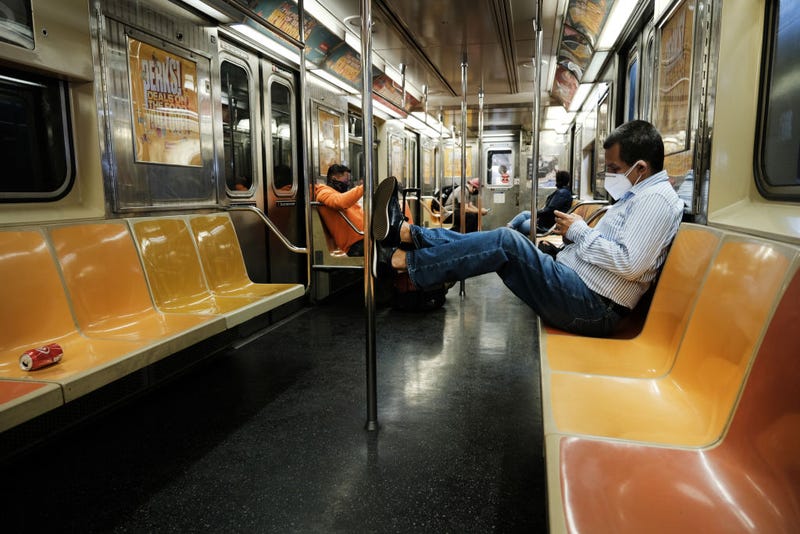  People ride a New York City subway station on April 13, 2021 in New York City. The Metropolitan Transportation Authority (MTA) announced that more than two million people rode the train last Thursday, the highest daily number since the coronavirus (COVID-19) pandemic struck New York. (Photo by Spencer Platt/Getty Images)