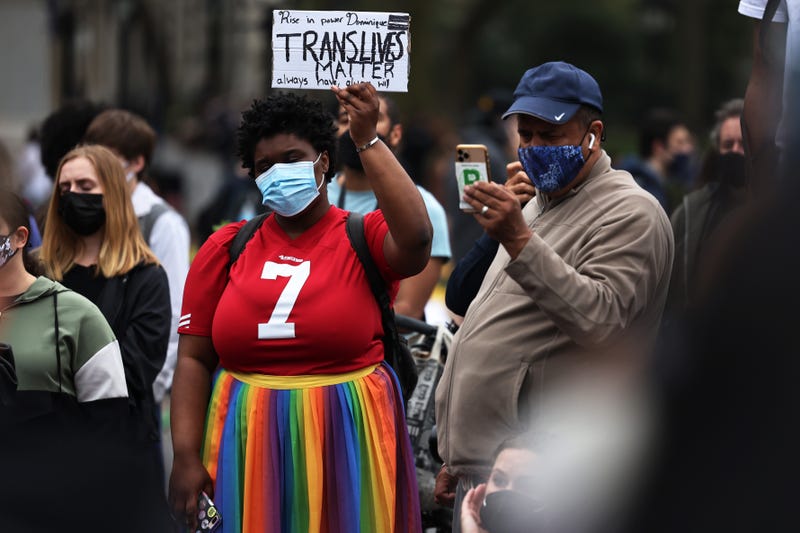 Supporters attend a vigil for a Black trans woman killed in April.