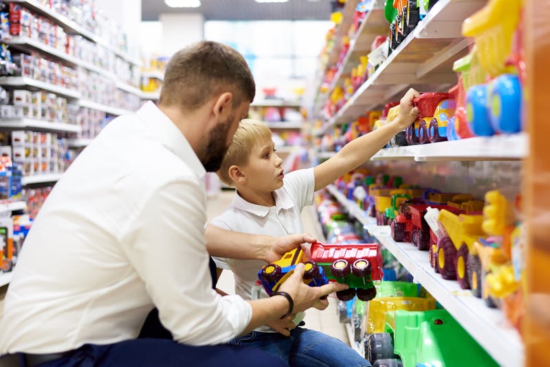 Dad and son shop