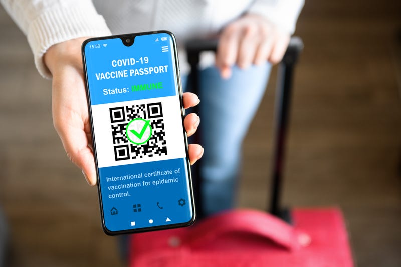 COVID-19 vaccination passport in mobile phone.