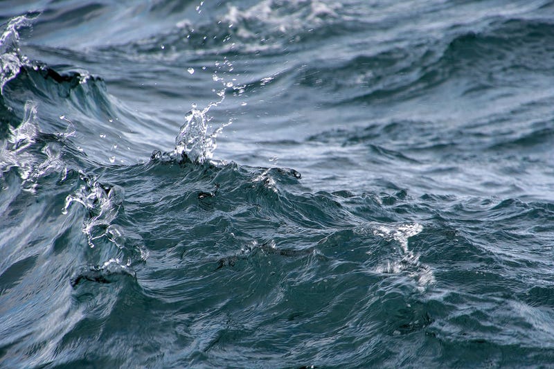 Close up of wavy Lake Michigan water with splash droplets