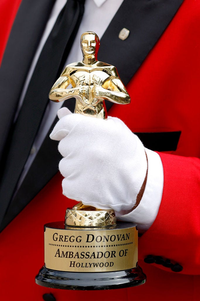 Gregg Donovan, statue detail, is seen outside the Union Station ceremony during the 93rd Annual Academy Awards on April 25, 2021 in Los Angeles, California.