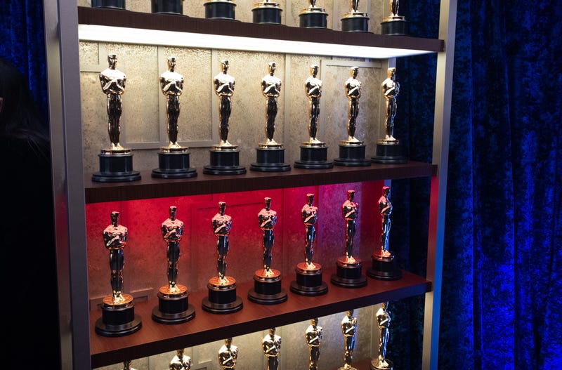 LOS ANGELES, CALIFORNIA – APRIL 25: (EDITORIAL USE ONLY) In this handout photo provided by A.M.P.A.S., Academy Awards Oscar trophies are displayed backstage during the 93rd Annual Academy Awards at Union Station on April 25, 2021 in Los Angeles, California.