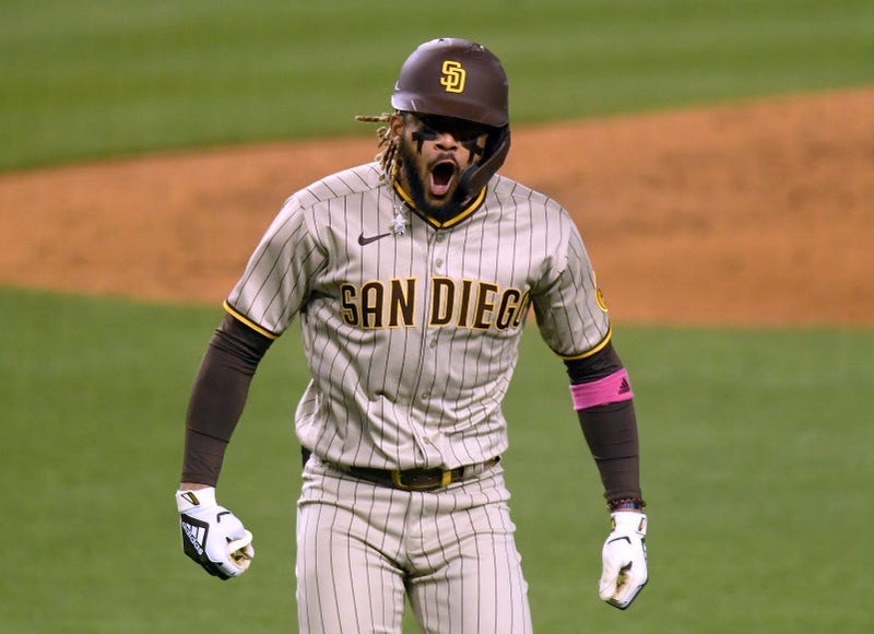 Padres shortstop Fernando Tatis celebrates a home run.