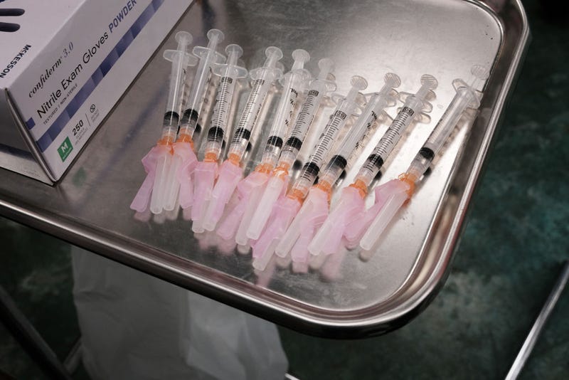 Vaccine doses are prepared as prisoners at the Bolivar County Correctional Facility receive a Covid-19 vaccination administered by medical workers with Delta Health Center on April 28, 2021 in Cleveland, Mississippi.