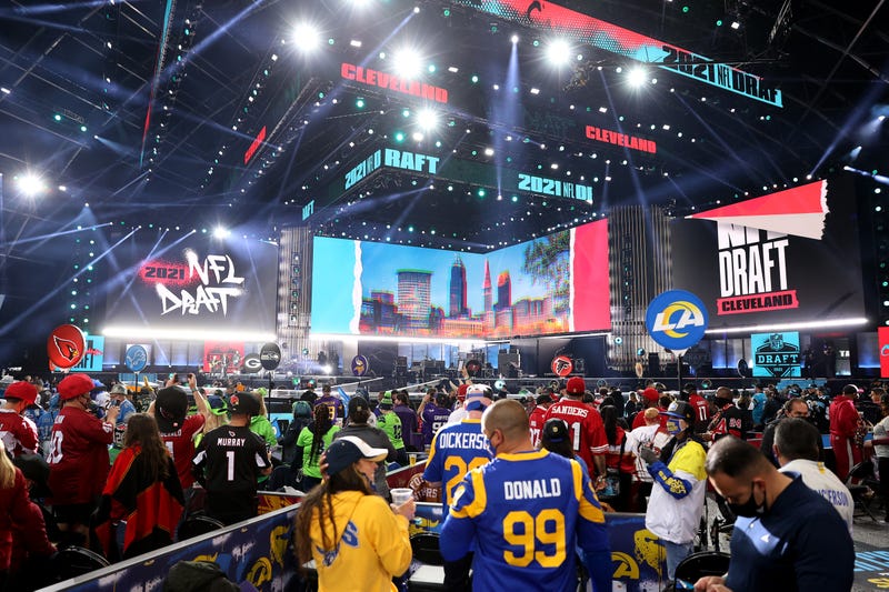 Fans prepare for the start of the 2021 NFL Draft in Cleveland, Ohio